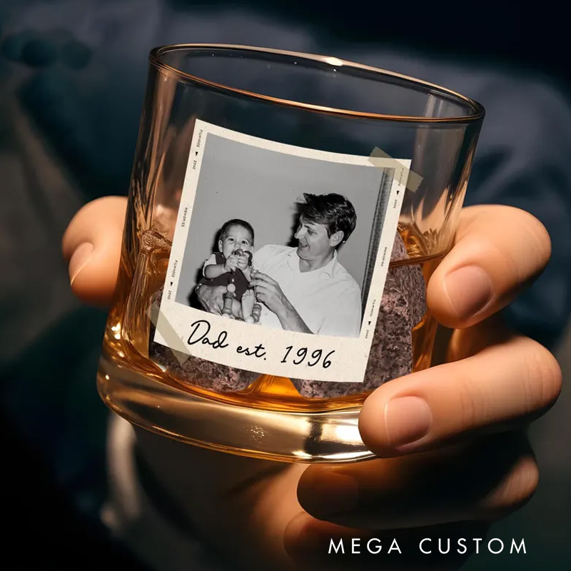 Personalized Dad Gifts Custom Photo Dad Whiskey Glass Grandpa Gift Dad Glass Gifts For Him Portrait Photo Grandpa Glass