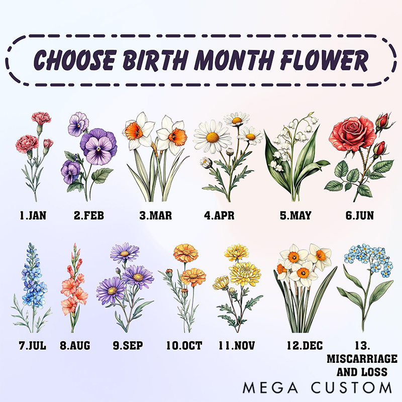 Personalized Family Birth Flowers Glass Suncatcher Home Decor with Name for Gardening Lovers Mother's Day Gift