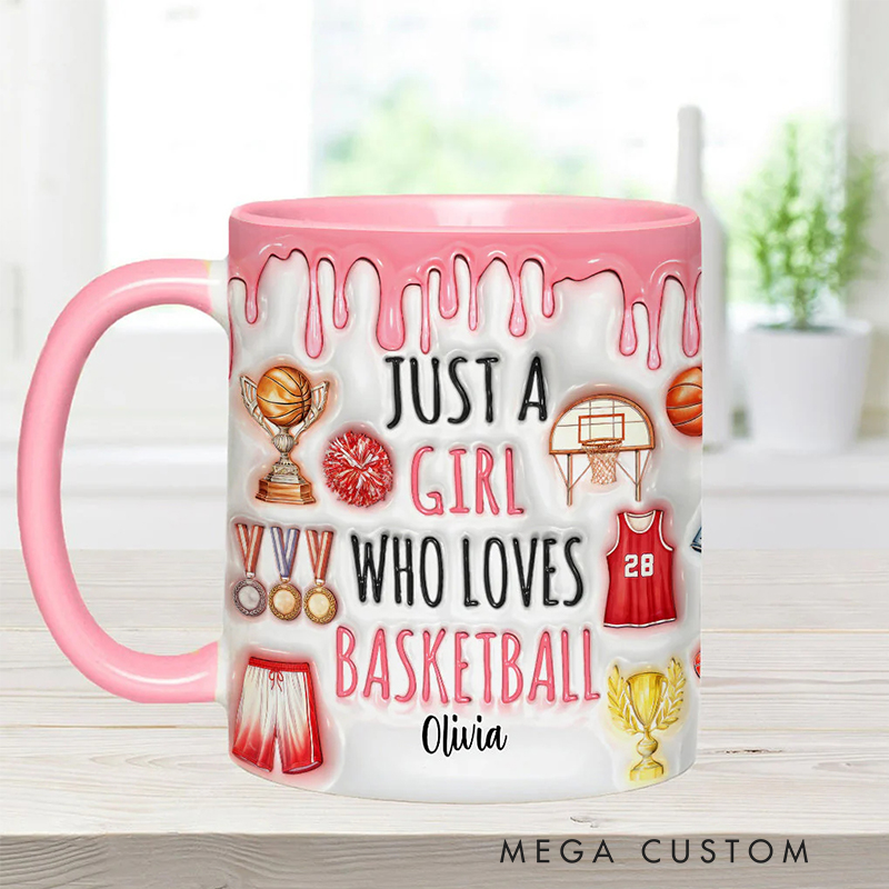 Personalized "Just a Girl Who Loves Basketball" Mug with Custom Text for Female Players and Fans