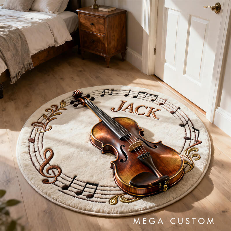 Personalized 2D Flat Violin Melody Rug for Music Lovers Gift for Kids Music Studio