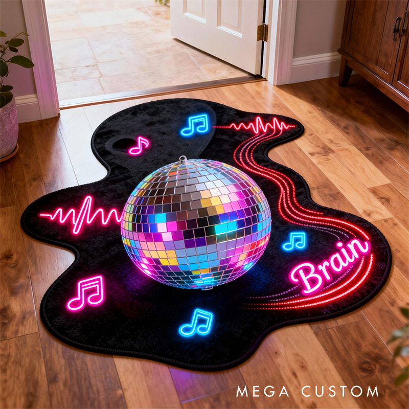 Personalized 2D Flat Disco Rug for Music Lovers Gift for Kids Music Studio