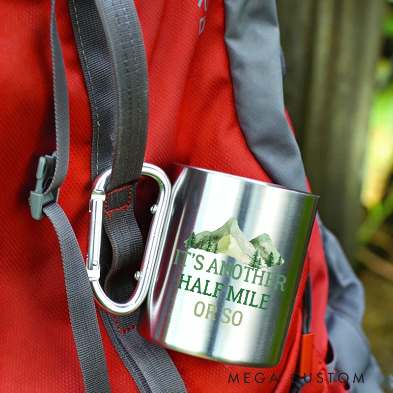 Personalized Mountain Mug Trail Hiking Backpacker Mountain Climber Mug Hikers Carabiner Cup Gift for Outdoor Adventure Lover