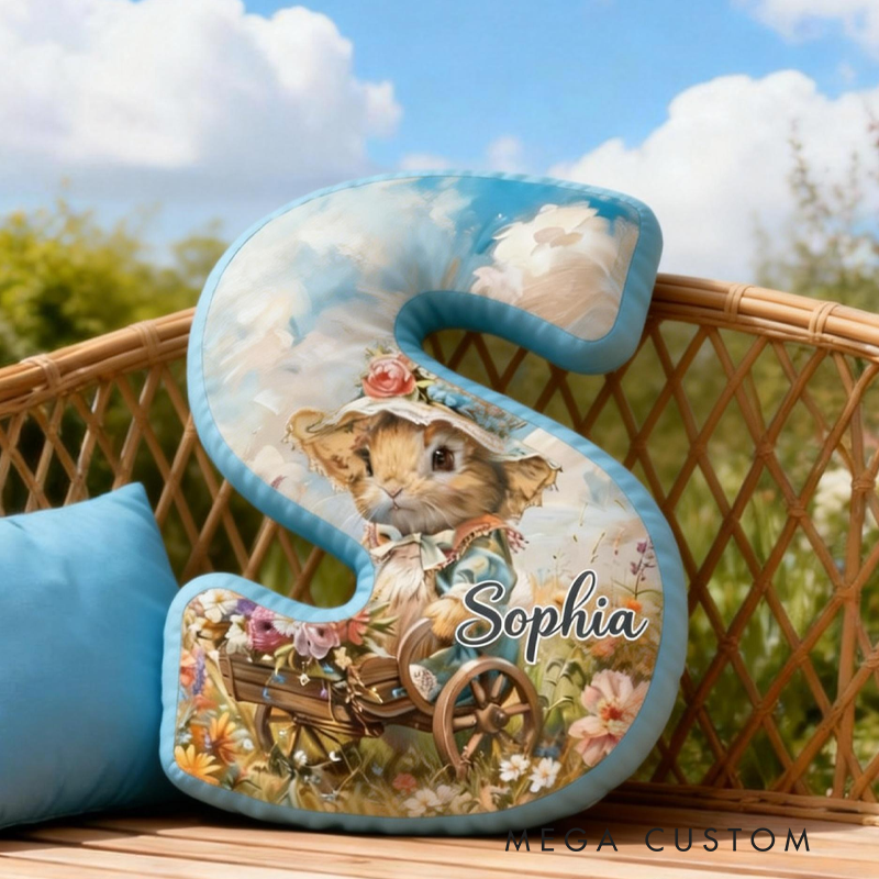 Personalized Retro Oil Painting Rabbit Graphic 3D Print Pillow Birthday Gifts Funny Gifts Easter Gifts