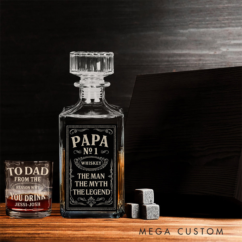 Personalized Father Whiskey Decanter Set Gift For Alcohol Lover Father's Day Gift 