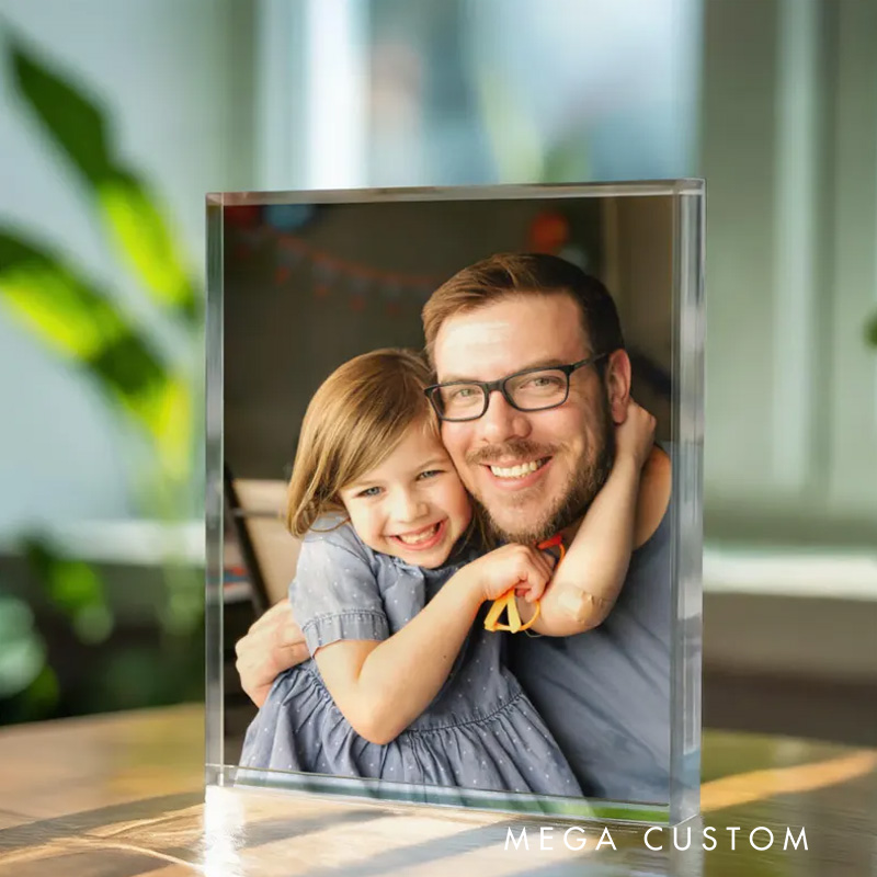 Personalized Dad and Daughter Acrylic Photo Block Custom Picture Gifts for Dad Sentimental Fathers Day Photo Keepsake Birthday Gift from Daughter