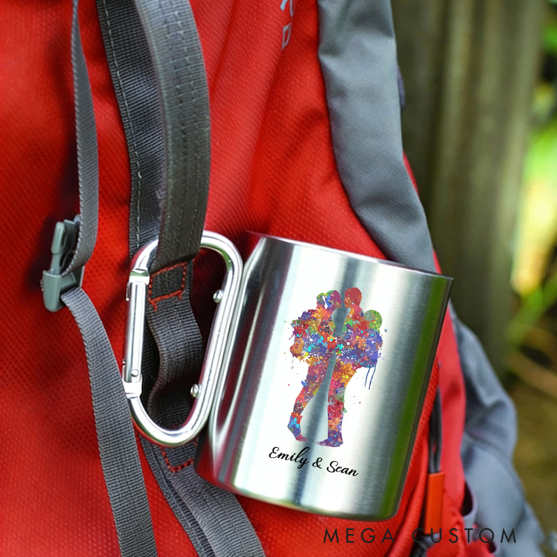 Personalized Colorful Couple Stainless Steel Mug Outdoor Couple Adventure Mug Cup Gift for Outdoor Lover