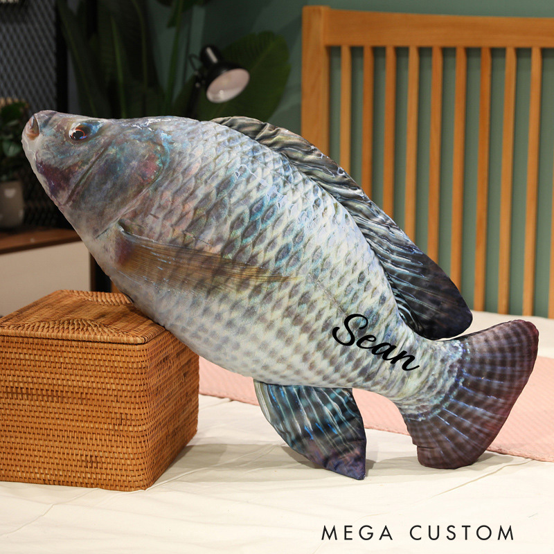 Personalized Fish-Shaped Pillow Simulated Fish Pillow Outdoor Gift for Fishing Lover