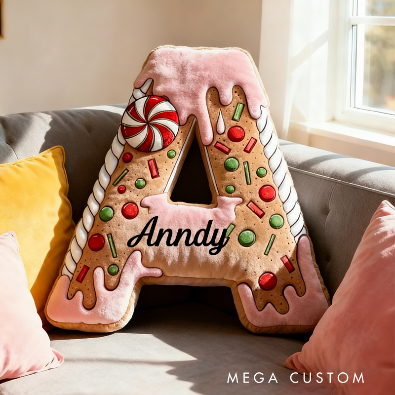 Personalized Cake Alphabet Throw Pillow Graphic 3D Print Letter Pillow Custom Kids Cookie Pillow with Name for Kids Birthday Gift