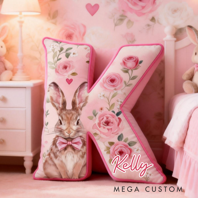 Personalized Cute Pink Rose Rabbit Graphic 3D Print Pillow Birthday Gifts Funny Gifts Easter Gifts Valentine's Day Gifts 