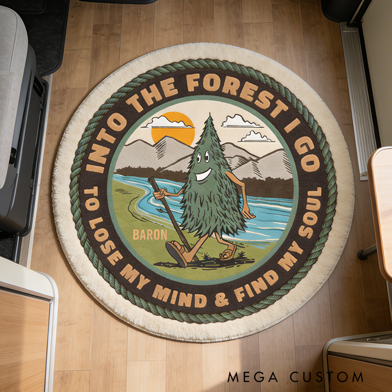 Personalized Forest Adventure Rug Hiking Camping Nature Lover Rug Outdoors Adventure Gift
