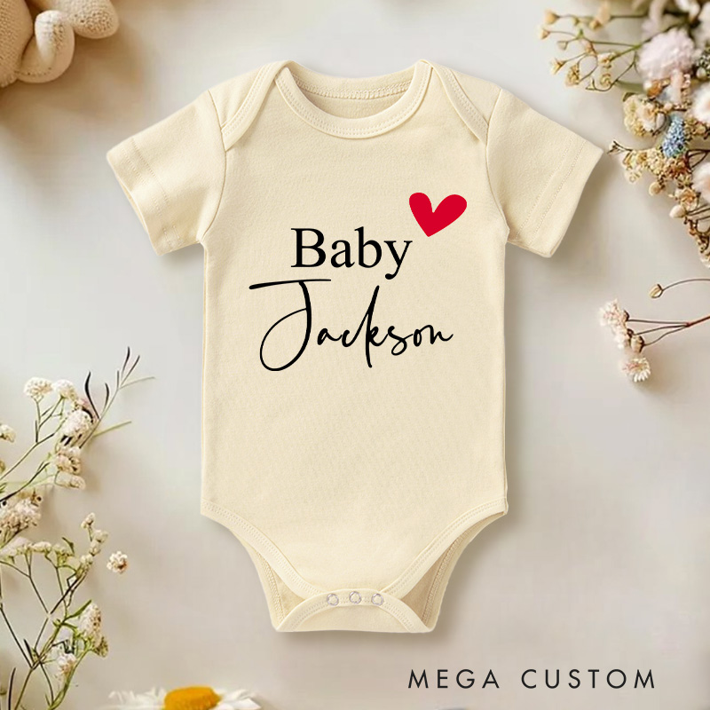 Personalized Baby Heart Name Baby Onesie Baby Shower Gift