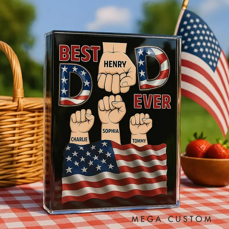 Personalized Best Dad Ever Nation Flag Custom Acrylic Block Plaque Personalized Father's Day Gift for Dad Gift for Husband Grandpa Papa