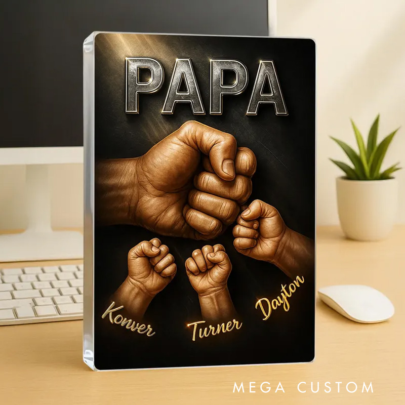 Personalized Name Figure Acrylic Block Custom Acrylic Block Plaque Father Day Gift for Dad Gift for Father Papa Gift Dad And Kid Name