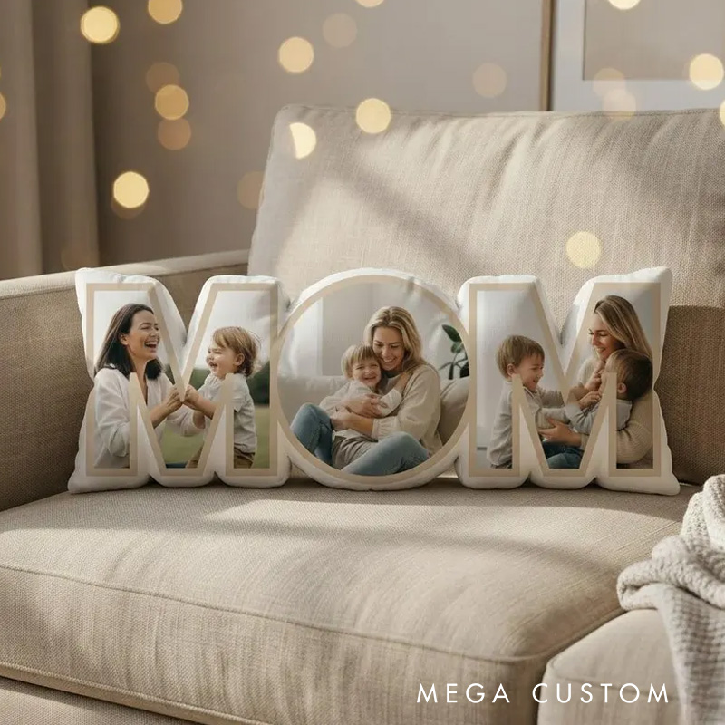 Personalized Mom Photo Pillow Custom Picture Decorative Throw Pillow Gift for Mother's Day Birthday Home Decor Soft Sofa Cushion for Women Family