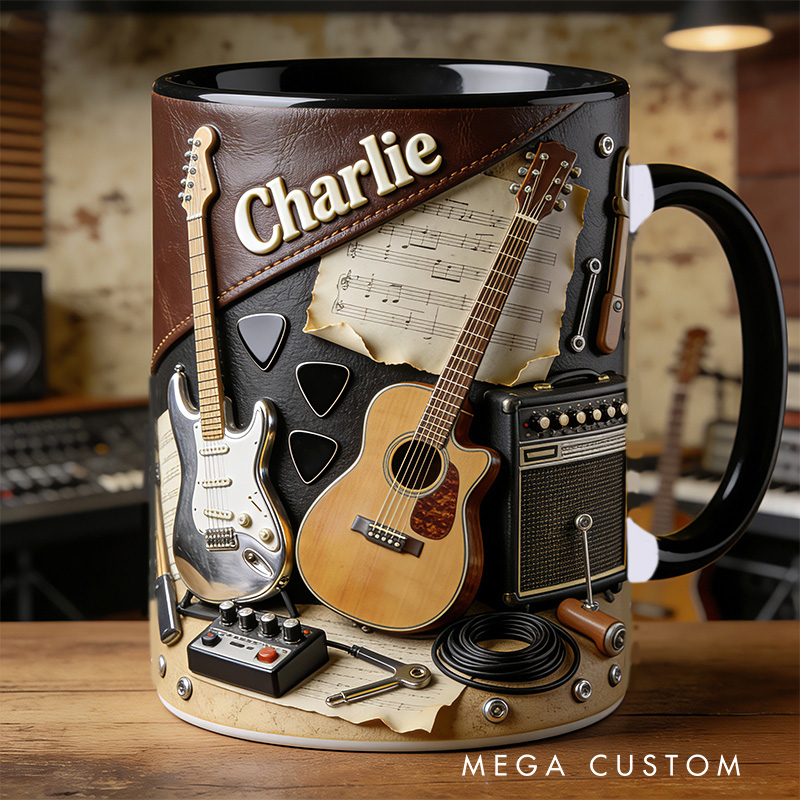 Personalized 2D Flat Acoustic Vibes Mug Custom Vinyl Records Themed Mug for Music Lovers