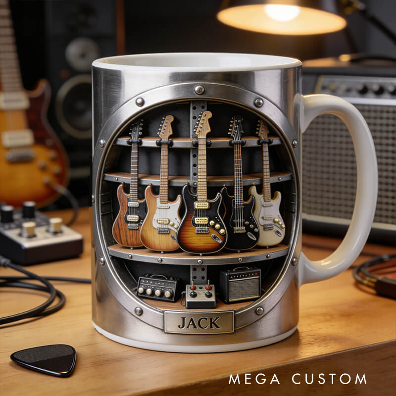 Personalized 2D Flat Vintage Strings Mug Custom Vinyl Records Themed Mug for Music Lovers Rock 'n' Roll Lovers