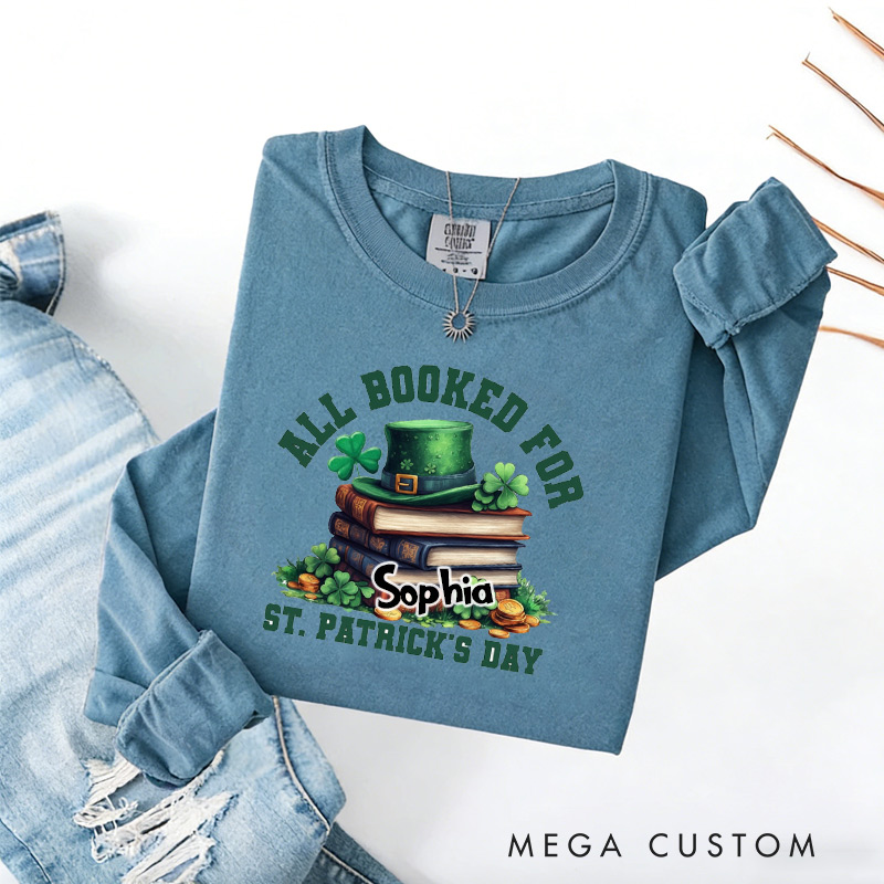 Personalized All Booked St Patricks Day Sweatshirt Irish Book Lover Crewneck for Reading Lovers