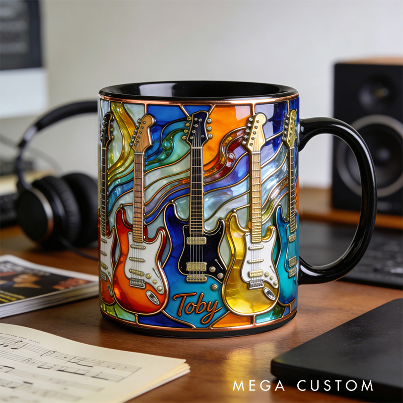 Personalized 2D Flat Colorful Chords Mug Custom Vinyl Records Themed Mug for Music Lovers