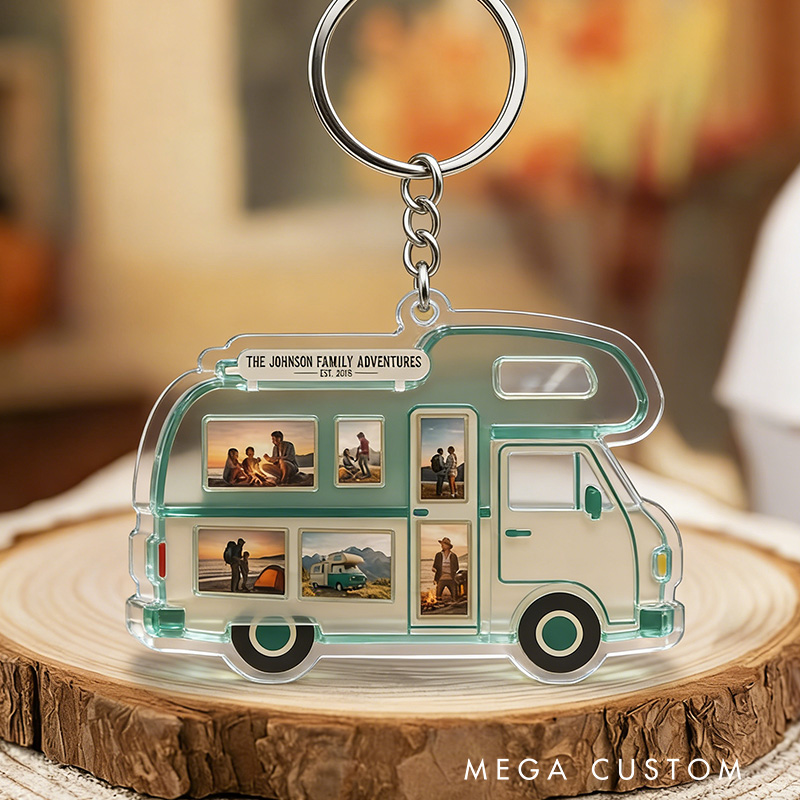 Personalized Custom Family Adventure Keychain Family Camping Commemorative Keychain Gift for Camping Lover