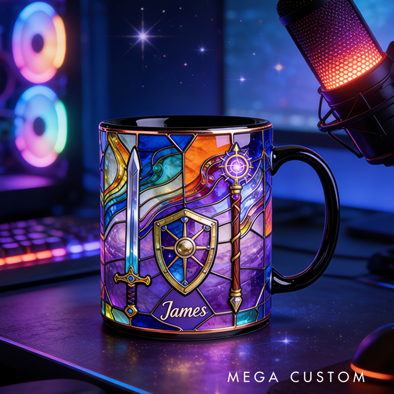 Personalized 2D Flat RPG DND Mystic Quest Mug Gamer Mug Player Controller Video Game Mug Gamer Gift Coffee Mug