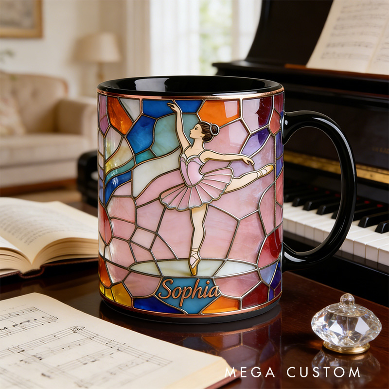 Personalized 2D Flat Ballerina Graceful Bloom Ballet Mug Dancer Mug Ballet Dance Lover Mug Dancing Gift Coffee Mug