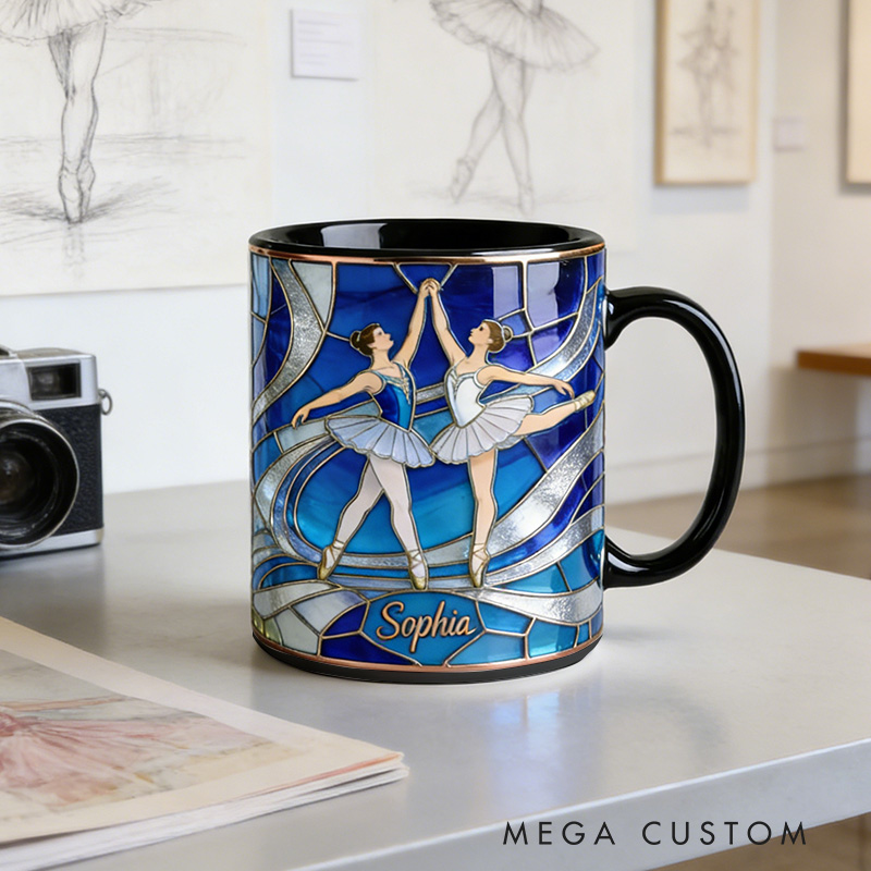 Personalized 2D Flat Harmony Duo Ballet Mug Dancer Mug Ballet Dance Lover Mug Dancing Gift Coffee Mug