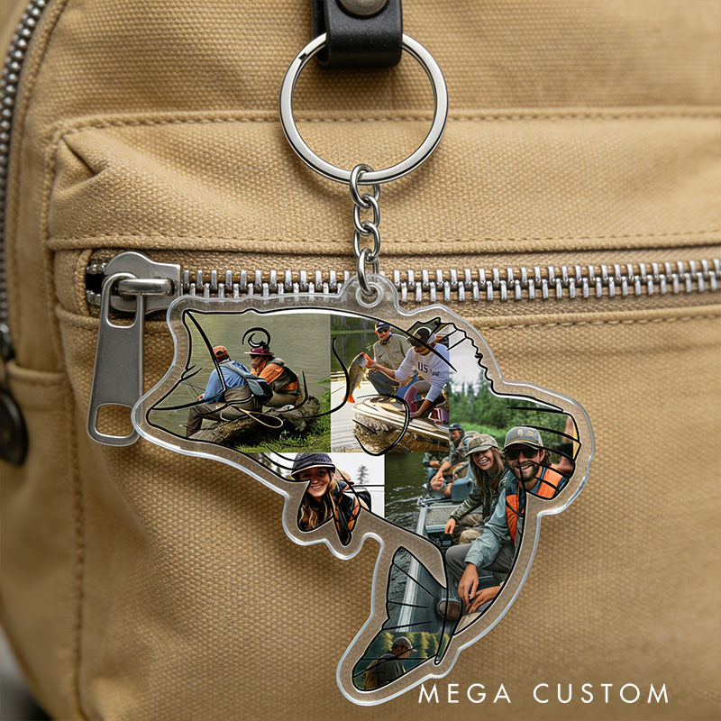 Personalized Fishing Adventure Keychain Photo Custom Keychain Gift for Fishing Lover