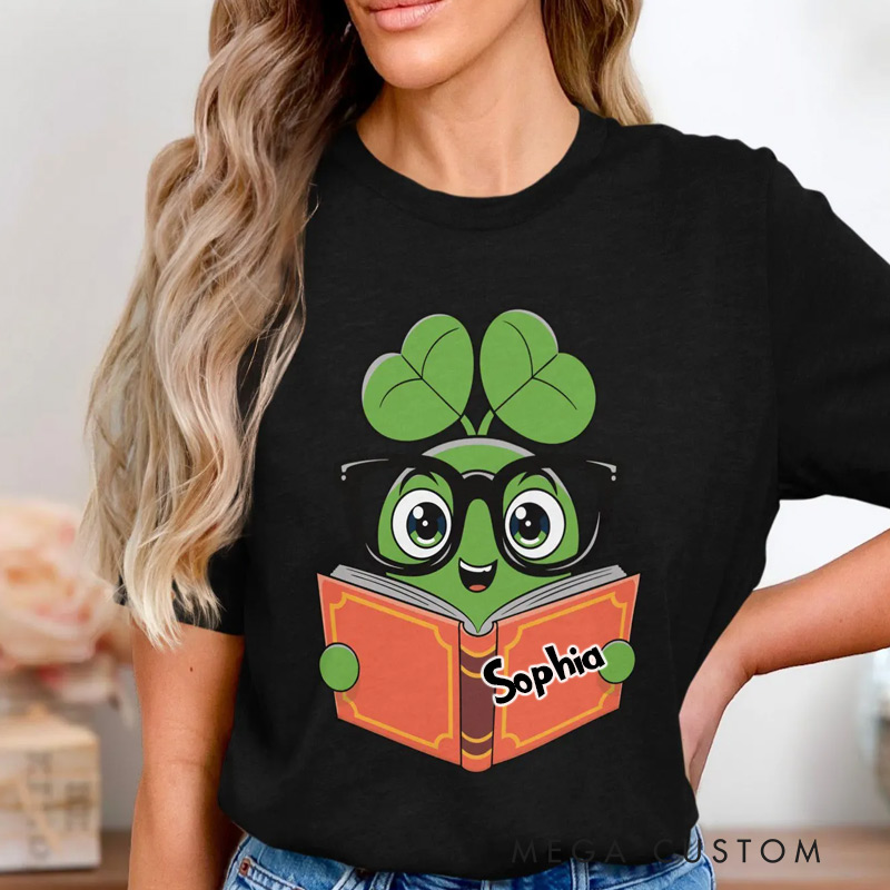 Personalized Cute Clover Book Sweatshirt St Patrick's Day Book Sweatshirt for Reading Lovers