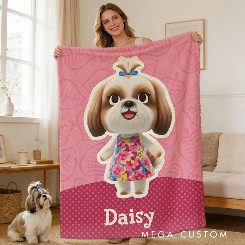 Personalized Cute Game Style Pet Blanket Flannel Blanket Gaming Blanket with Name for Game Lovers Gamer