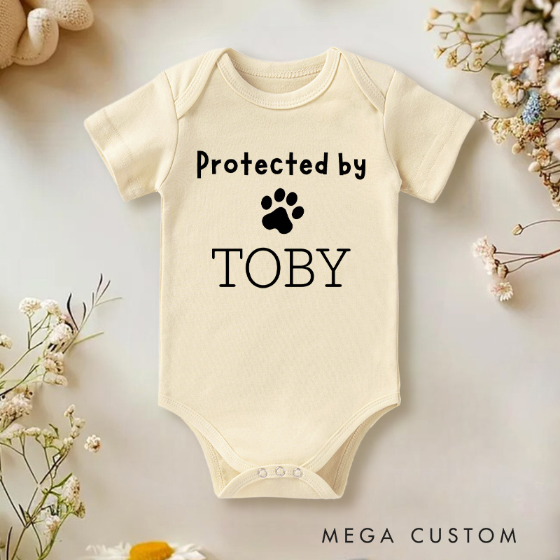 Personalized Protected by Paw Print Baby Onesie Pet Lover Gift