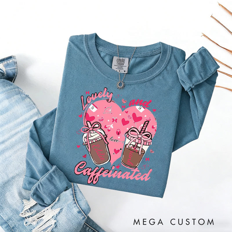 Personalized Valentine Coffee and Caffeinated Sweatshirt with Name Xoxo Sweatshirt Valentine Baking Shirt Cozy Valentine's Day Gift for Women Baking Lover Her