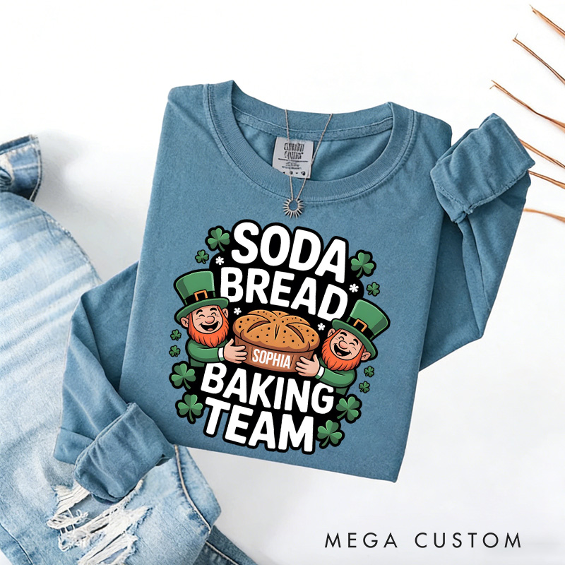 Personalized Soda Bread Baking Team Sweatshirt Lucky Baking Sweatshirt with Name St. Patrick Day Irish Baker Sweatshirt Gift for Baking Lover Irish Friends Gift