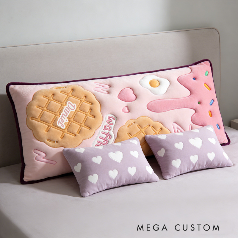 Personalized Personalized Waffle Throw Pillow Graphic 3D Print Donut Pillow with Name for Girl Kids Baker Gift Baking Lover