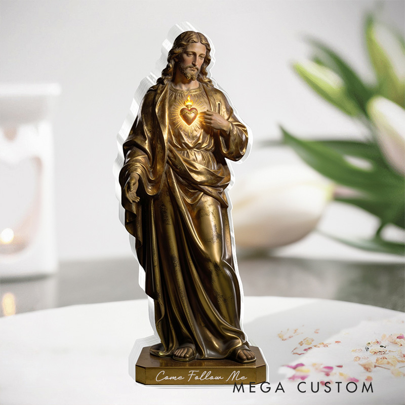 Personalized the Sacred Heart of Jesus Acrylic Plaque with Custom Text Inspirational Jesus Art Plaque Desktop Decor Religious Gift for Christian