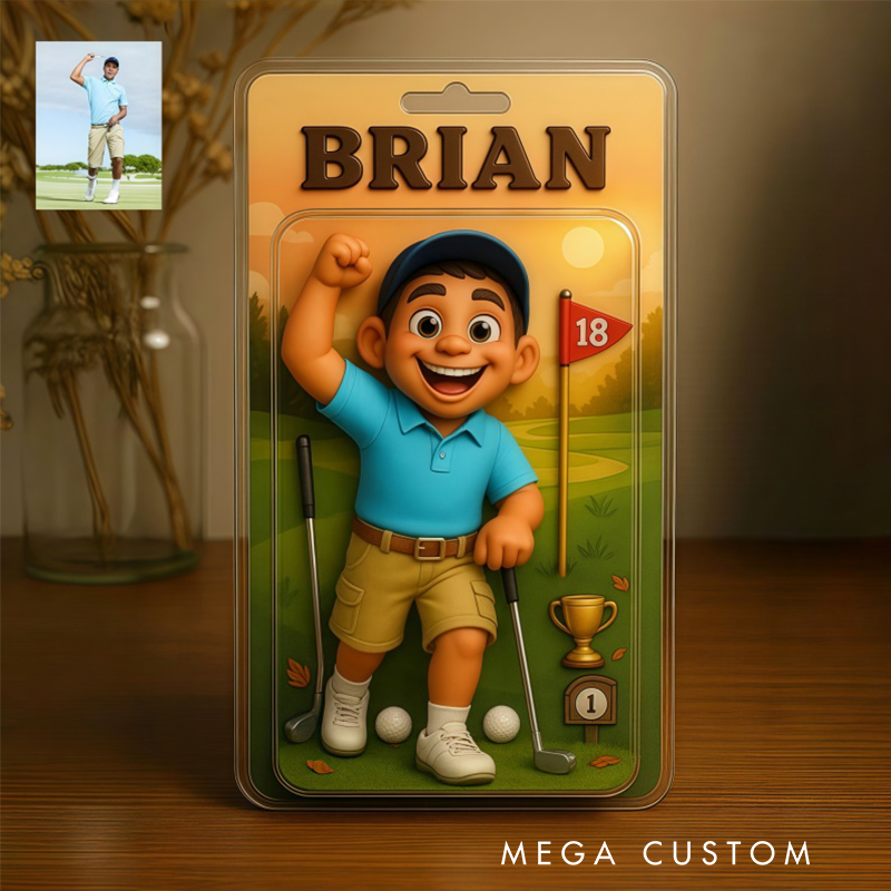Personalized Golf Photo Pixar Style Themed Acrylic Block,Golf Themed Home Decor,Golf Gift For Him,Her,Birthday Gift For Golf Player,Gift For Golfer