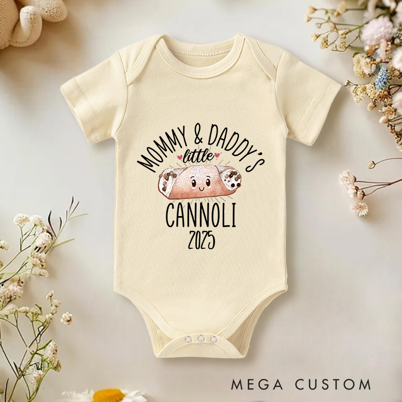 Personalized Mommy and Daddy's Little Cannoli Baby Onesie Baby Shower Gift
