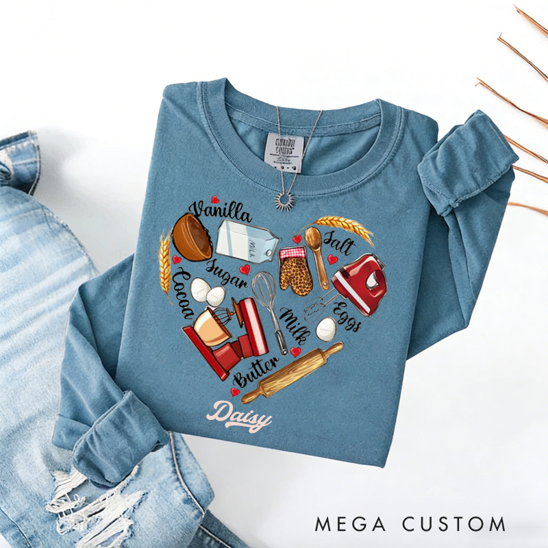 Personalized Bakery Heart Sweatshirt Baking Lover Sweatshirt Gift for Baking Lovers