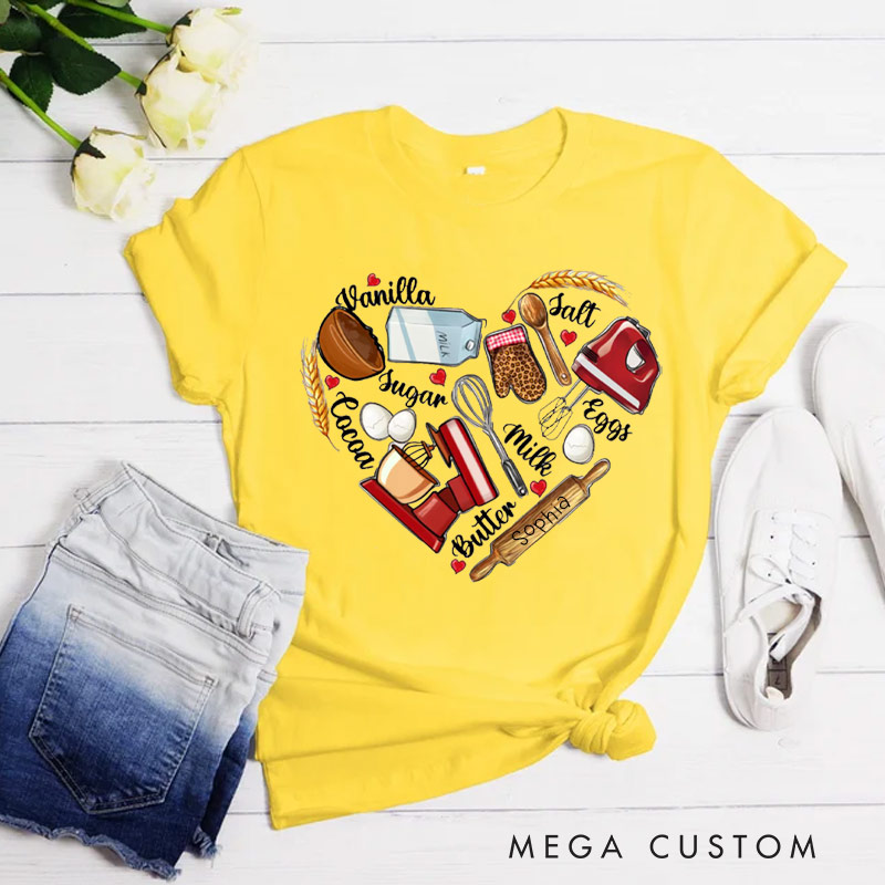 Personalized Bakery Heart Shirt Baking Lover Shirt Baking T-shirt Gift for Baking Lovers