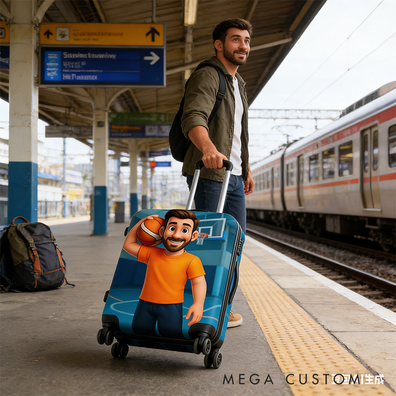 Personalized Pixar Basketball Luggage Cover with Custom Player Artwork for Basketball Fans 