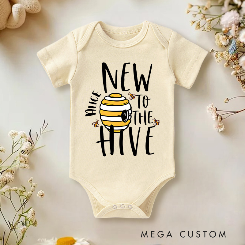 Personalized New to the Hive Bee Baby Onesie Baby Shower Gift