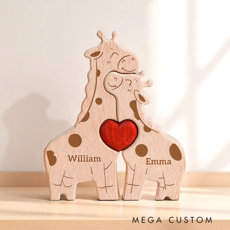 Personalized Wooden Giraffe Family Puzzle for Family Keepsake Gifts Gift for Family Mother's Day