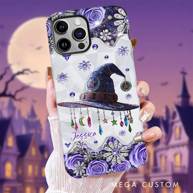 Personalized 2D Flat Gothic Witch Hat Phone Case Magic Lover iPhone Case Witchcore Gift