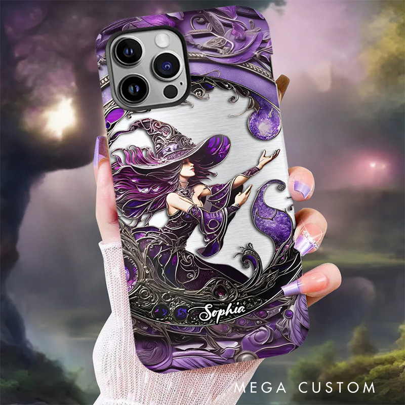 Personalized 2D Flat Beautiful Witch Phone Case Magic Lover iPhone Case Witchcore Gift
