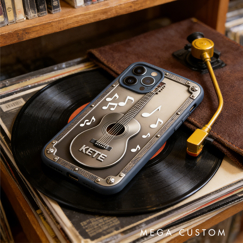 Personalized 2D Flat Acoustic Guitar Phone Case Music Lover iPhone Case Music Gift