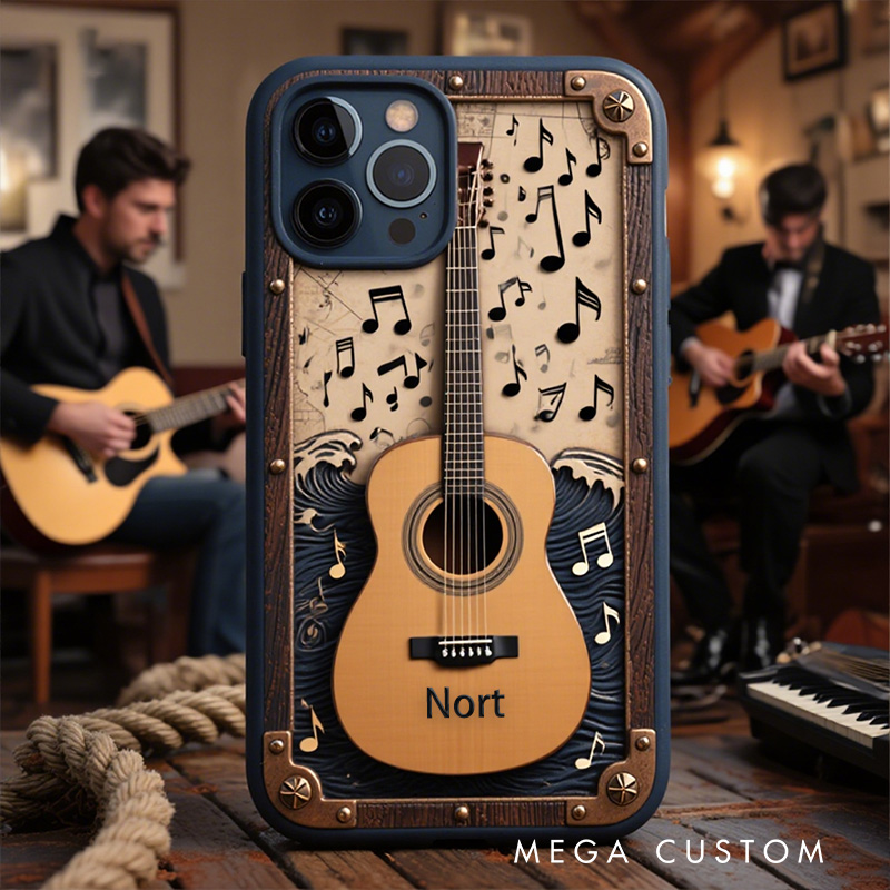 Personalized 2D Flat Guitar Music Theme Phone Case Music Lover iPhone Case Music Gift