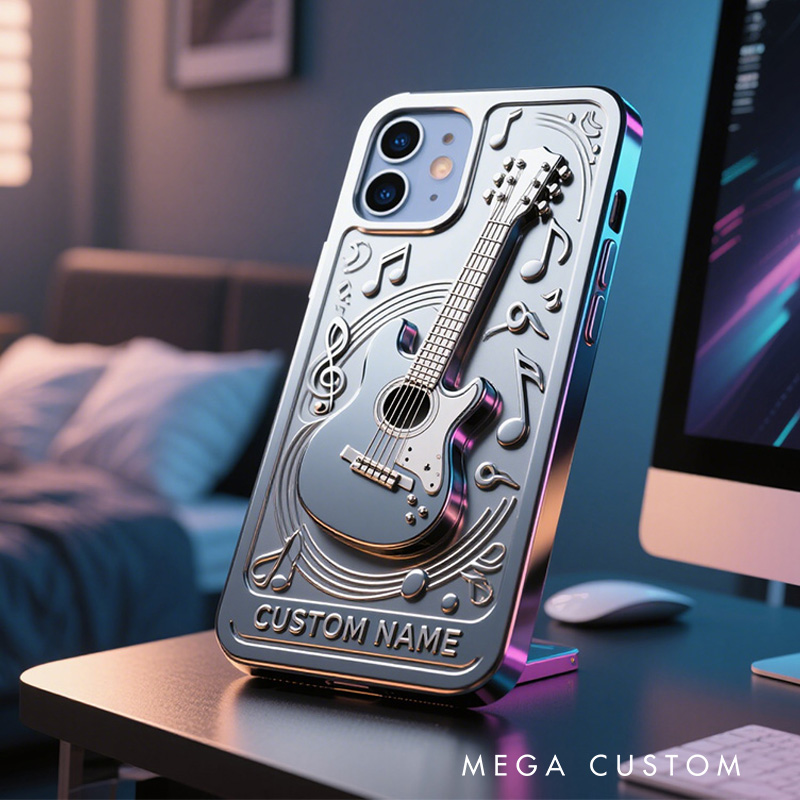 Personalized 2D Flat Guitar Theme Phone Case Music Lover iPhone Case Music Gift