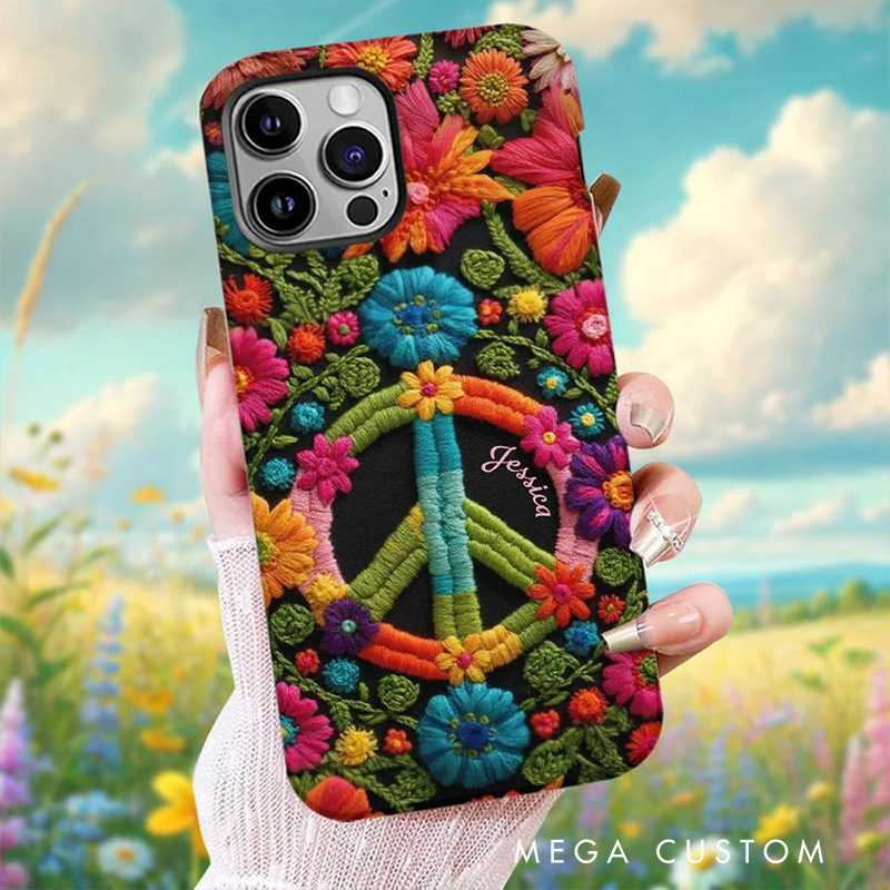Personalized 2D Flat Flora Hippie Soul Phone Case Music Lover iPhone Case Music Gift
