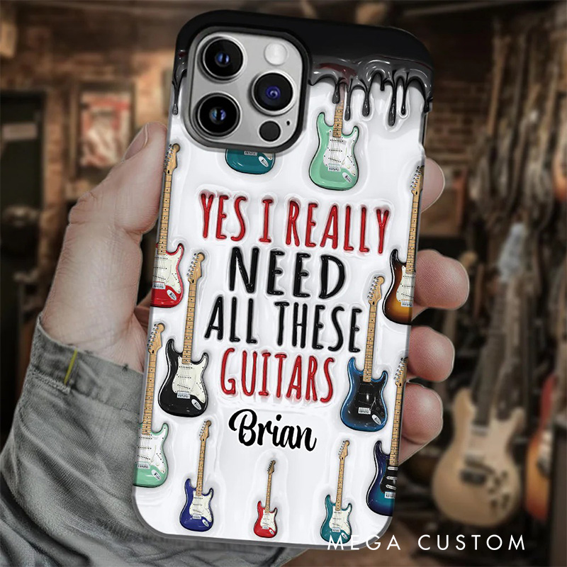 Personalized 2D Flat Yes I Really Do Need All These Guitars Phone Case Music Lover iPhone Case Music Gift
