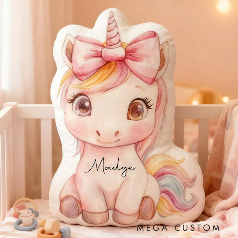 Personalized Fantasy Theme Custom Name Adorable Dream Horse Pastel Color Soft Decorative 3D Print Pillow