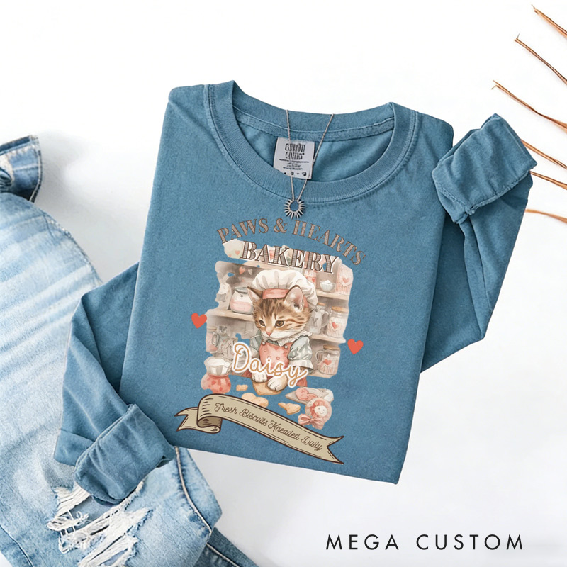 Personalized Valentine Cat Sweatshirt Bakery Funny Cat Sweatshirt Gift for Baking Lovers